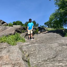 Climbing rocks in Central Park