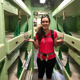 Natalie wondering if we can take a nap in the bunks